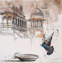 Zahid Ashraf, 12 x 12 Inch, Watercolor on Canvase, Cityscape Painting, AC-ZHA-036